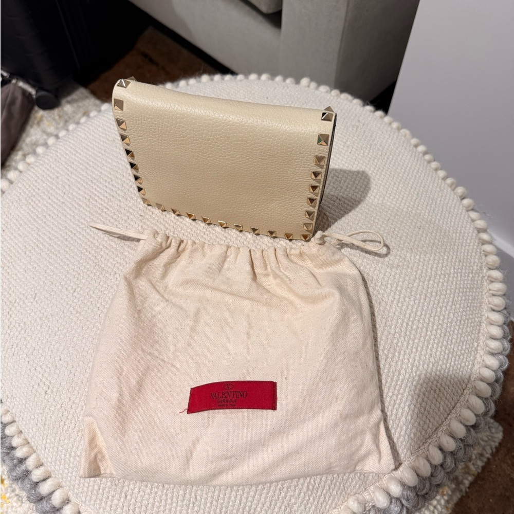 Valentino Garavani Cream Rockstud Bag with Gold